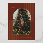 スクリプメリートモダンストライプフォトアーチ枠（赤） 箔シーズンカード (正面)