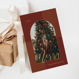 スクリプメリートモダンストライプフォトアーチ枠（赤） 箔シーズンカード