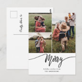 スクリプメリートモダンファミリーフォトホリデー ポストカード (正面/裏面)