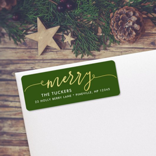 スクリプメリート金箔グリーンクリスマスアドレス ラベル