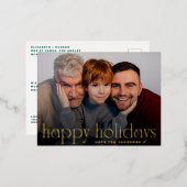 スクリプメリートhappy holidays写真クリスマス 箔シーズンポストカード (正面/裏面)