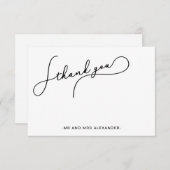 スクリプモダンかわいらしト白黒ありがとう サンキューカード (正面/裏面)