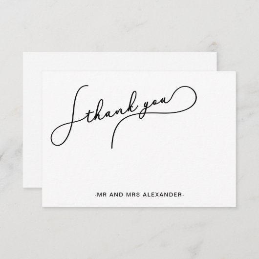 スクリプモダンかわいらしト白黒ありがとう サンキューカード (正面/裏面)