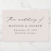 スクリプモダンエレガントト結婚クリーム スパークリングワインラベル (シングルラベル)