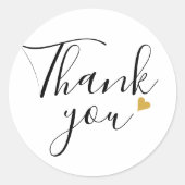 スクリプモダンエレガントト金ゴールドハートありがとう ラウンドシール (正面)