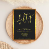 スクリプモダンエレガントト金ゴールド50誕生日 招待状