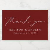 スクリプモダンエレガントトBurgundy結婚の感謝 スパークリングワインラベル (シングルラベル)