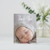 スクリプモダントありがとうごベビー写真お知らせ ポストカード (スタンド正面)
