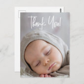 スクリプモダントありがとうごベビー写真お知らせ ポストカード (正面/裏面)