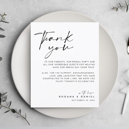 スクリプモダントありがとうご婚礼レセプションカード