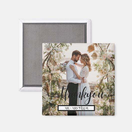 スクリプモダントありがとう結婚の写真のお願い マグネット (正面/裏面)