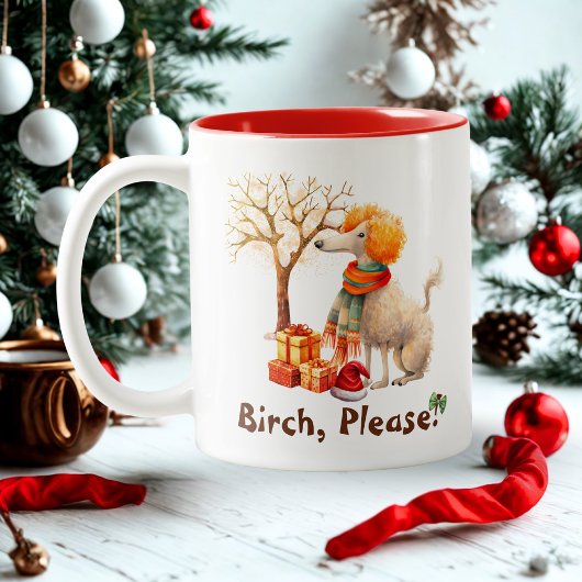 スクリプモダントかわいい犬の水の色のクリおもしろいスマス ツートーンマグカップ