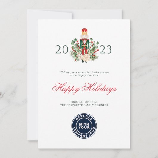 スクリプモダントくるみ割りカーハッピーホリデーズビジネス シーズンカード (正面)