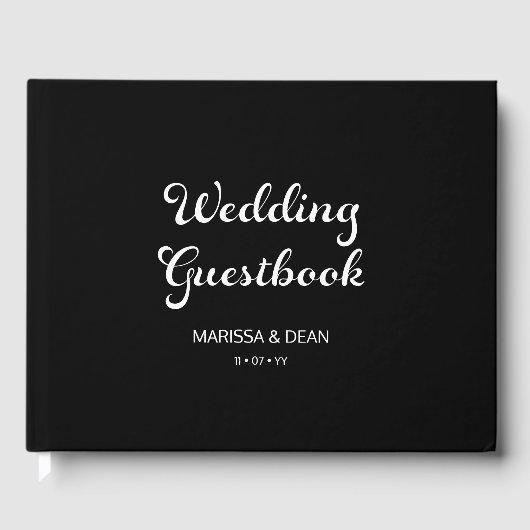 スクリプモダントしゃれているミニマリスト結婚ブラック ゲストブック (正面)