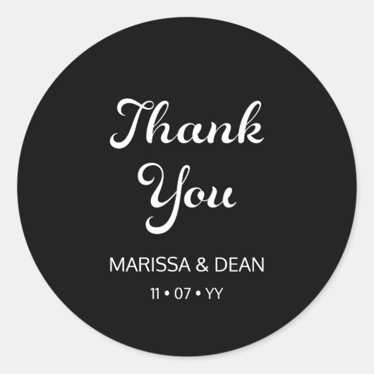 スクリプモダントしゃれているミニマリスト結婚ブラック ラウンドシール (正面)