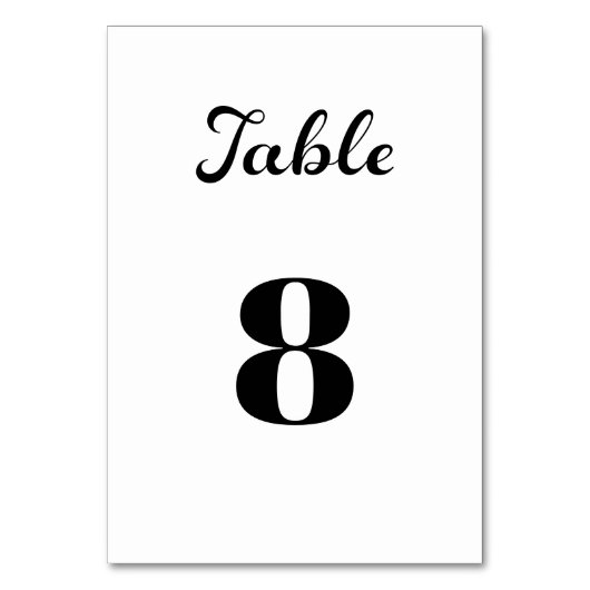 スクリプモダントしゃれているミニマリスト結婚ホワイト テーブルナンバー (正面)