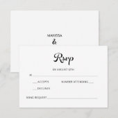 スクリプモダントしゃれているミニマリスト結婚ホワイト 出欠カード (正面/裏面)