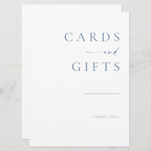 スクリプモダントのウェディングカード+ギフトサイン |青 (正面/裏面)