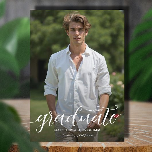 スクリプモダントのオーバーレイ写真の卒業 案内状