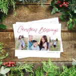 スクリプモダントのクリスマス恵み3枚の写真 シーズンポストカード<br><div class="desc">この素敵な休日の写真ハガキは、3枚の写真と挨拶「クリスマス恵み」を備えている。デザインはシンプルまだエレガントある。このデザインは、2枚の縦横の写真と1枚の横横の写真を収める。裏面には自分の個人的な挨拶と書受け取り先の住所に十分な宇宙がある。はがきは休日の郵送料を削減する素晴らしい方法である！</div>