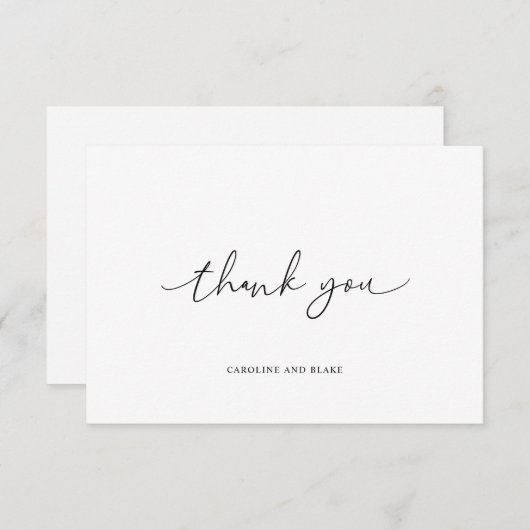 スクリプモダントのスワッシュ白黒サンキューカード サンキューカード (正面/裏面)