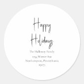 スクリプモダントのハッピーホリデー封筒用シール ラウンドシール (正面)