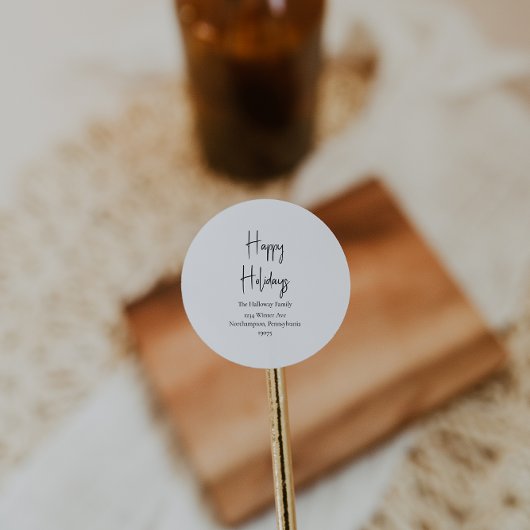 スクリプモダントのハッピーホリデー封筒用シール ラウンドシール