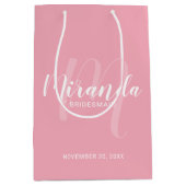 スクリプモダントのパーソナライズされた花嫁赤面ピンク ミディアムペーパーバッグ (正面)