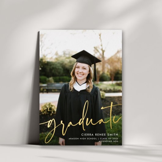 スクリプモダントのフルブリード写真の卒業実在 箔招待状