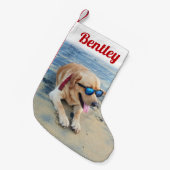 スクリプモダントのペット名&フォトキュートフェスティバルレッド スモールクリスマスストッキング (正面 (吊り時))