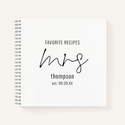 スクリプモダントのミセス名の日付の花嫁がレシピでない ノートブック (正面)