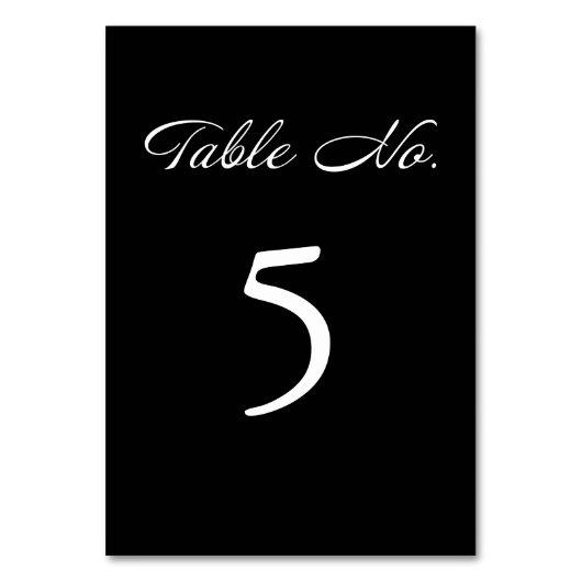 スクリプモダントのミニマリスト結婚ブラック テーブルナンバー (裏面)