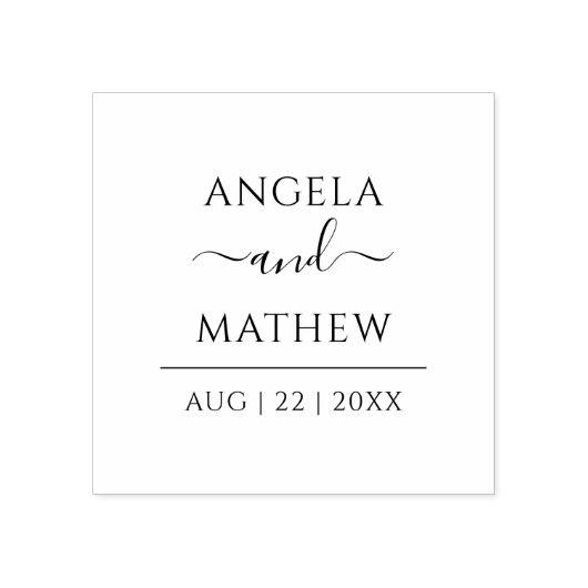 スクリプモダントのミニマルなカスタム結婚式の日付 ラバースタンプ (インプリント)