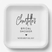 スクリプモダントのミニマルシンプルブライダルシャワー ペーパープレート (正面)