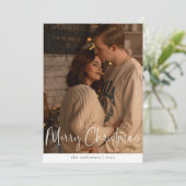 スクリプモダントのミニマル写真グリーンクリスマス シーズンカード (スタンド正面)