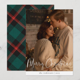 スクリプモダントのミニマル写真グリーンクリスマス シーズンカード