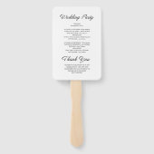 スクリプモダントのミニマル白結婚式 プログラム ハンドファン (裏面)