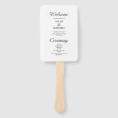 スクリプモダントのミニマル白結婚式 プログラム ハンドファン (正面)