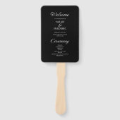 スクリプモダントのミニマル黒結婚式 プログラム ハンドファン (正面)