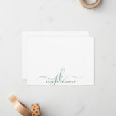 スクリプモダントのモノグラムイニシャルミニマル緑 ノートカード (正面/裏面インサイチュ)