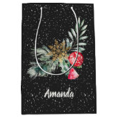 スクリプモダントの水色の離れクリスマス ミディアムペーパーバッグ (正面)