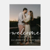 スクリプモダントの白い写真結婚の歓迎 アクリルサイン (正面)