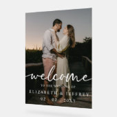 スクリプモダントの白い写真結婚の歓迎 アクリルサイン (傾斜)