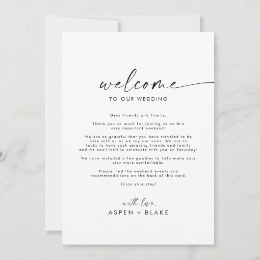 スクリプモダントの結婚ウェルカムレターと旅程 (正面)
