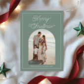 スクリプモダントはっきりしたアーチ写真オリーブ緑 シーズンカード