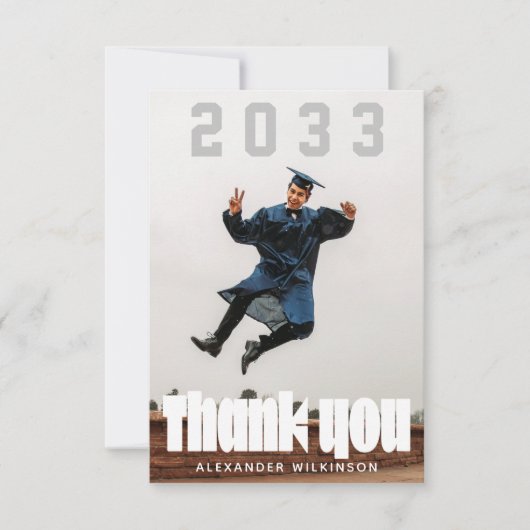 スクリプモダントはっきりしたミニマルGRADサンキューカード 招待状 (正面)