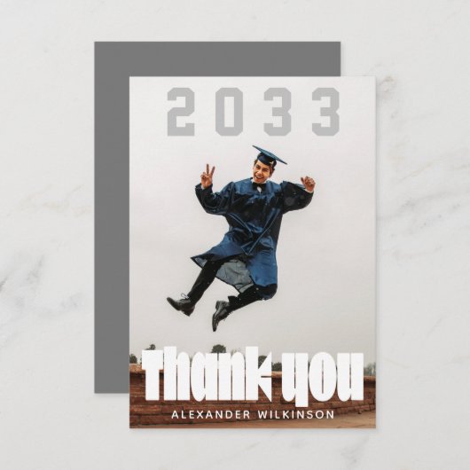 スクリプモダントはっきりしたミニマルGRADサンキューカード 招待状 (正面/裏面)