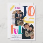 スクリプモダントはっきりした2枚の写真アーチJoyful Christmas シーズンカード (正面)