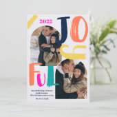 スクリプモダントはっきりした2枚の写真アーチJoyful Christmas シーズンカード (スタンド正面)