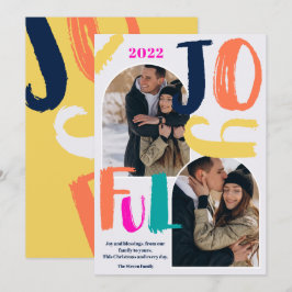 スクリプモダントはっきりした2枚の写真アーチJoyful Christmas シーズンカード